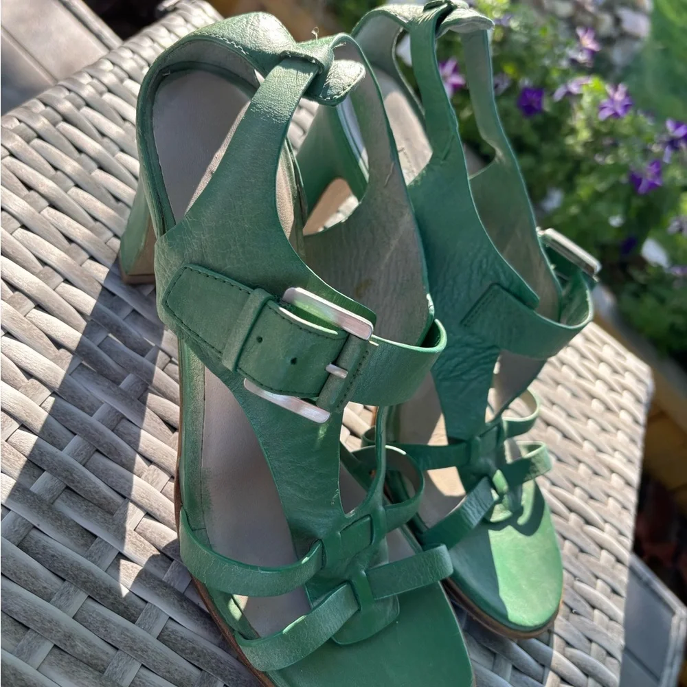 ECCO Women's Green Leather Heeled Sandals - Size 41 - Picture 7 of 9